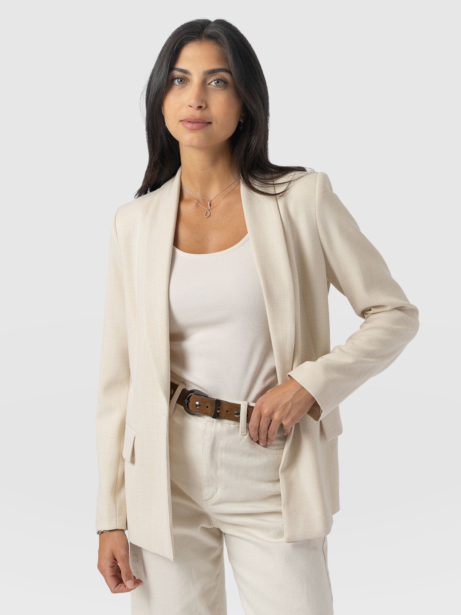 Argent Blazer - Cream - Women's Jackets | Saint + Sofia® USA